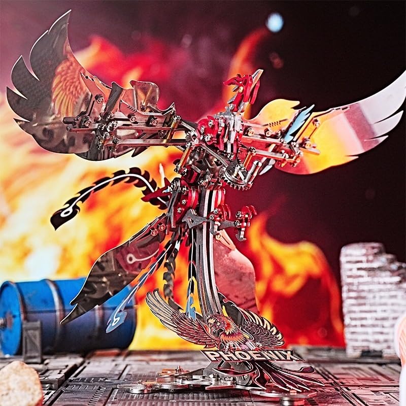 Puzzle metalowe 3D dla dorosłych, zestaw modeli do montażu mechanicznego Phoenix, montaż DIY kreatywna dekoracja domu, dla dorosłych prezenty rękodzieło Hobby dla kobiet mężczyzn.