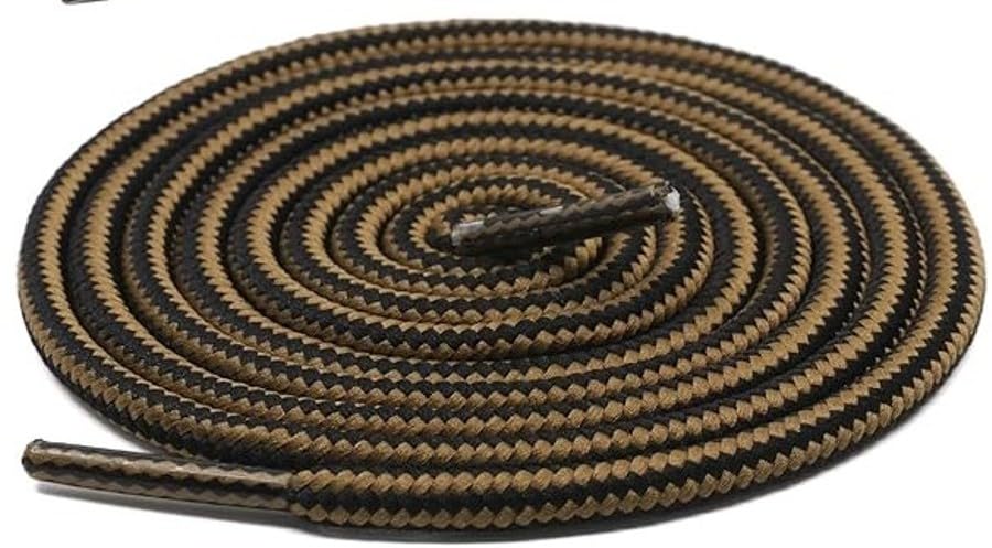 Image of Round Shoelace (2 Pair) Boot Laces Running, Sports, Gym, Casual Dual Coloured Striped Shoe String