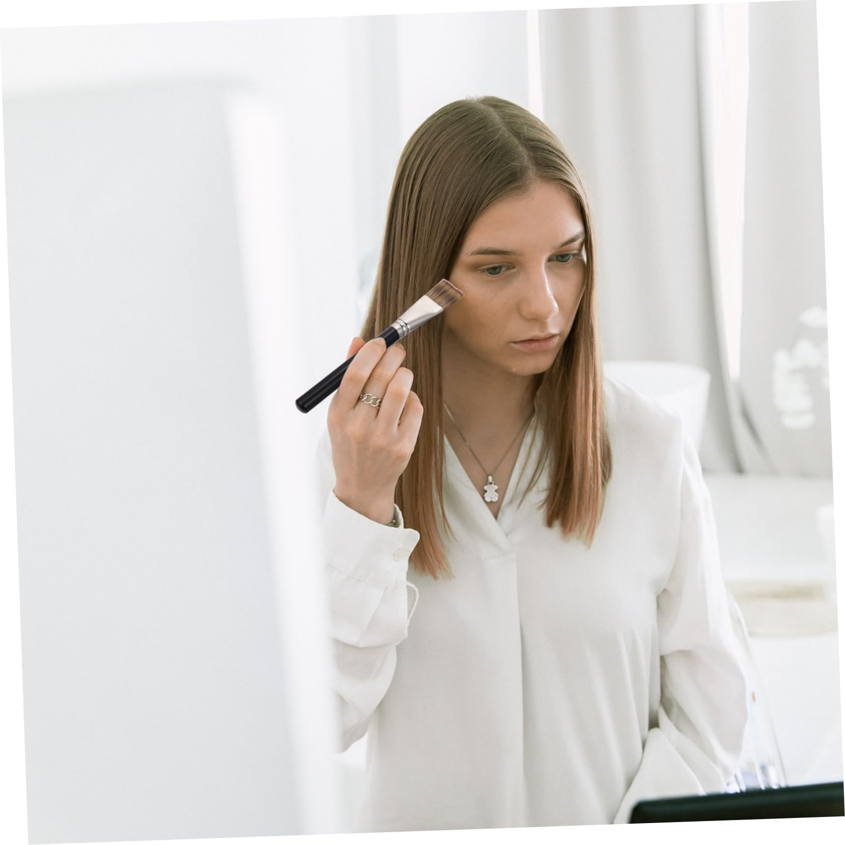 Beavorty 5piezas Brocha De Maquillaje Multifuncional Cabeza Plana Para Base y Polvo Herramienta De Cosméticos Para Difuminar y Aplicar Maquillaje Sin Desperdicio