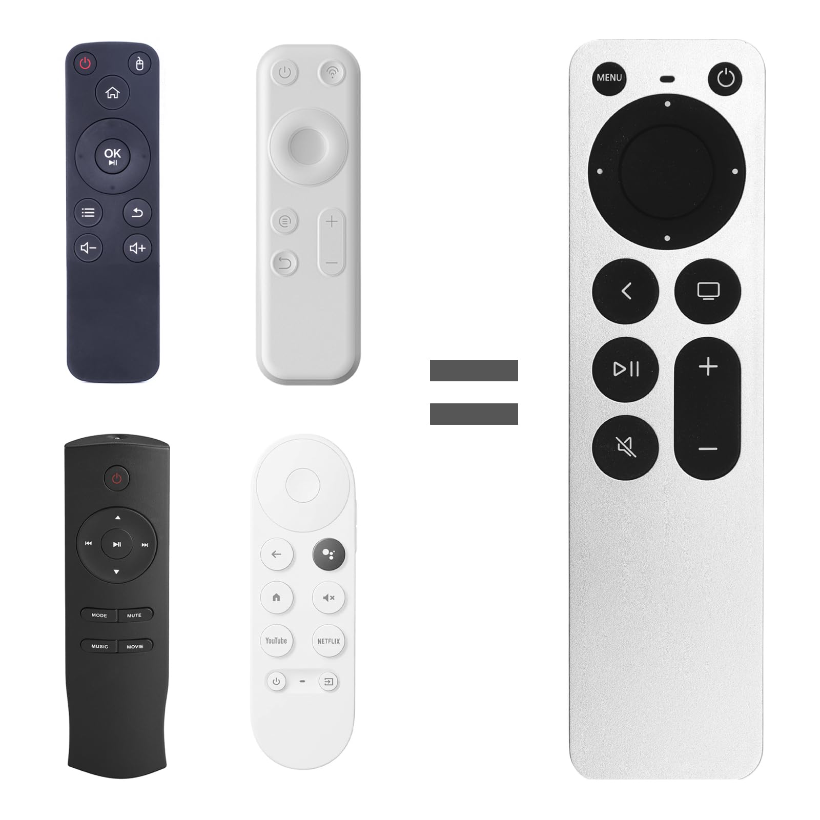 VOSSOT APL pilot zamienny do Apple TV 4K / Gen 1 2 3 4 / HD modeli A1218, A1842, A1625, A1427, A1469, A2169, A1378, Nowy pilot Apple, uniwersalny pilot Apple TV, uniwersalny, prosty
