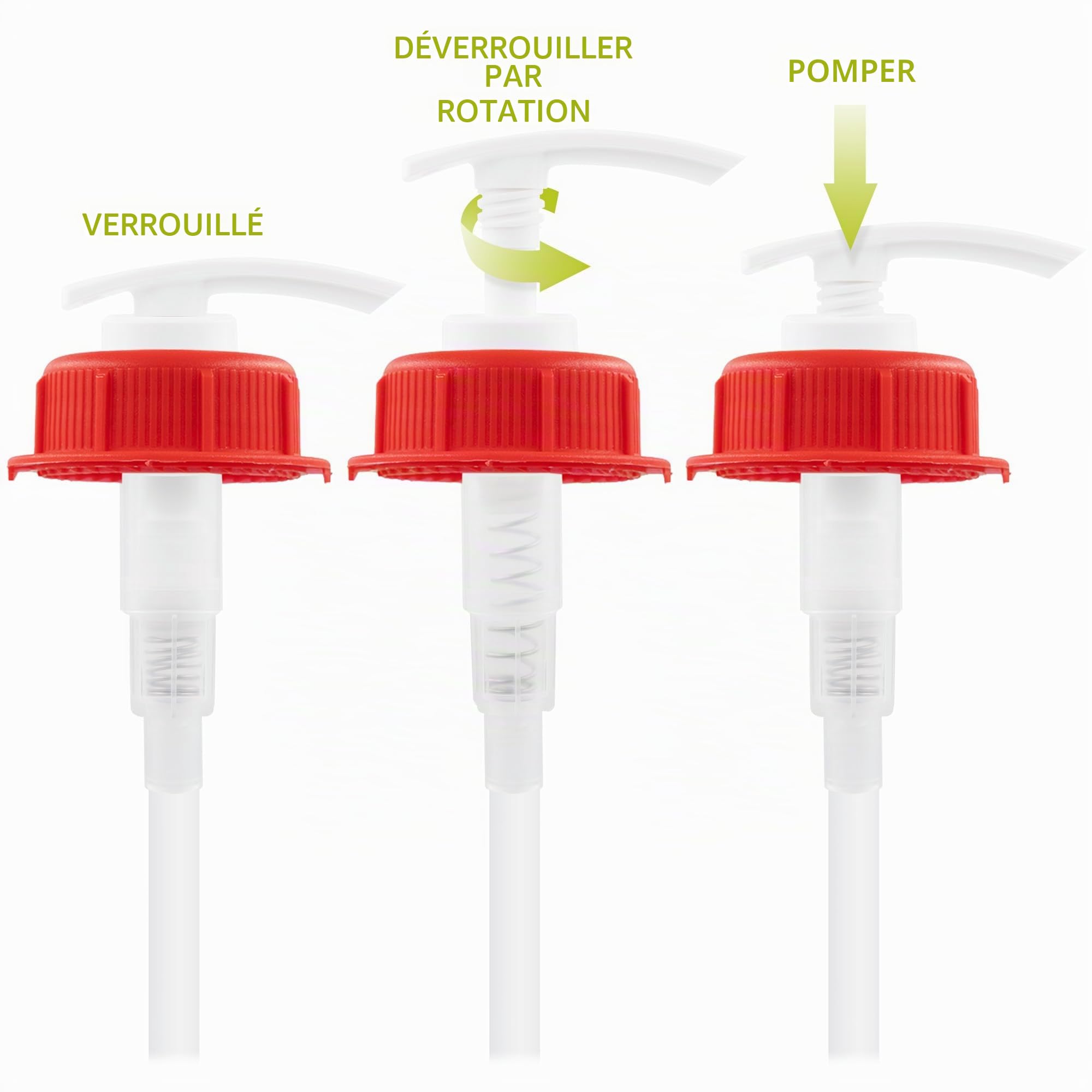 Pompe doseuse pour bidon de 5 l « Confort » - Filetage de 45 mm - Convient à un usage alimentaire par exemple pour les concentrés de boissons, le sirop (1 pièce/blanc)