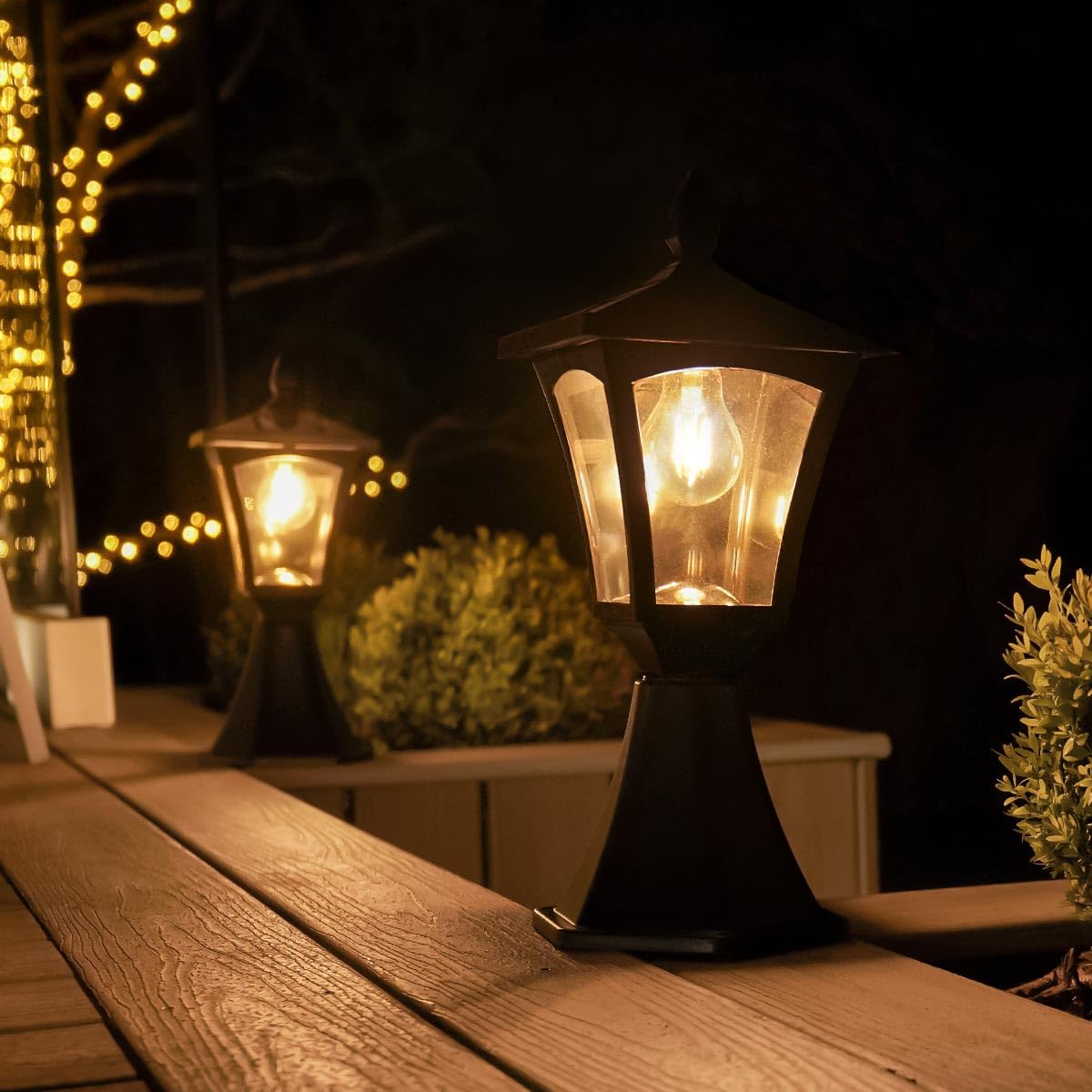 Festive Lights Lampadaire Solaire LED Extérieur Aluminium Waterproof Jardin Traditionnel Ampoule Filament Borne