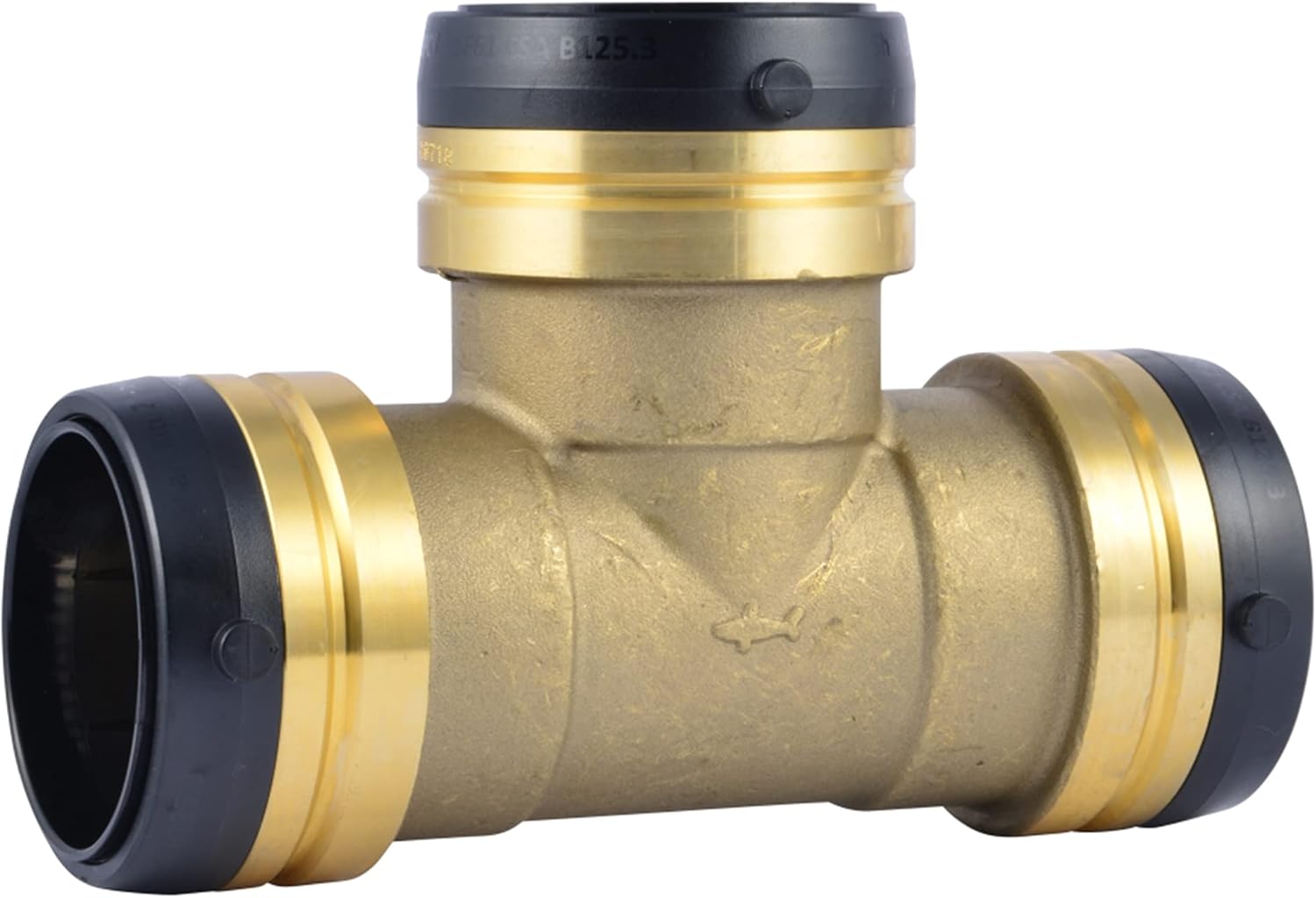 SharkBite 1-1/2 Inch Tee, Push to Connect Brass Plumbing Fitting, PEX Pipe, Copper, CPVC, PE-RT, HDPE, UXL0841