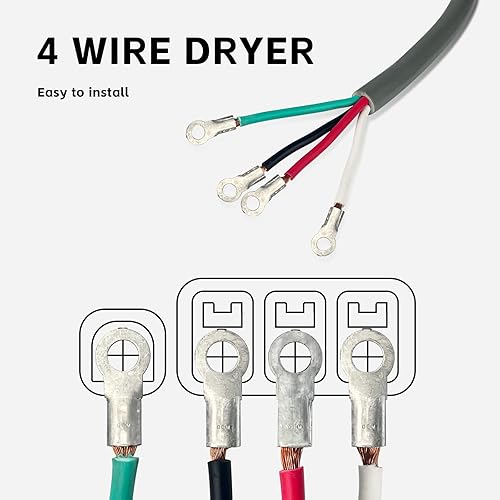 Miniatura 4 de GREATIDE Cable de secado de 4 puntas, 10 pies SRDT 104, cable de alimentación de extensión de electrodomésticos de 30 amperios, NEMA 14-30, gris