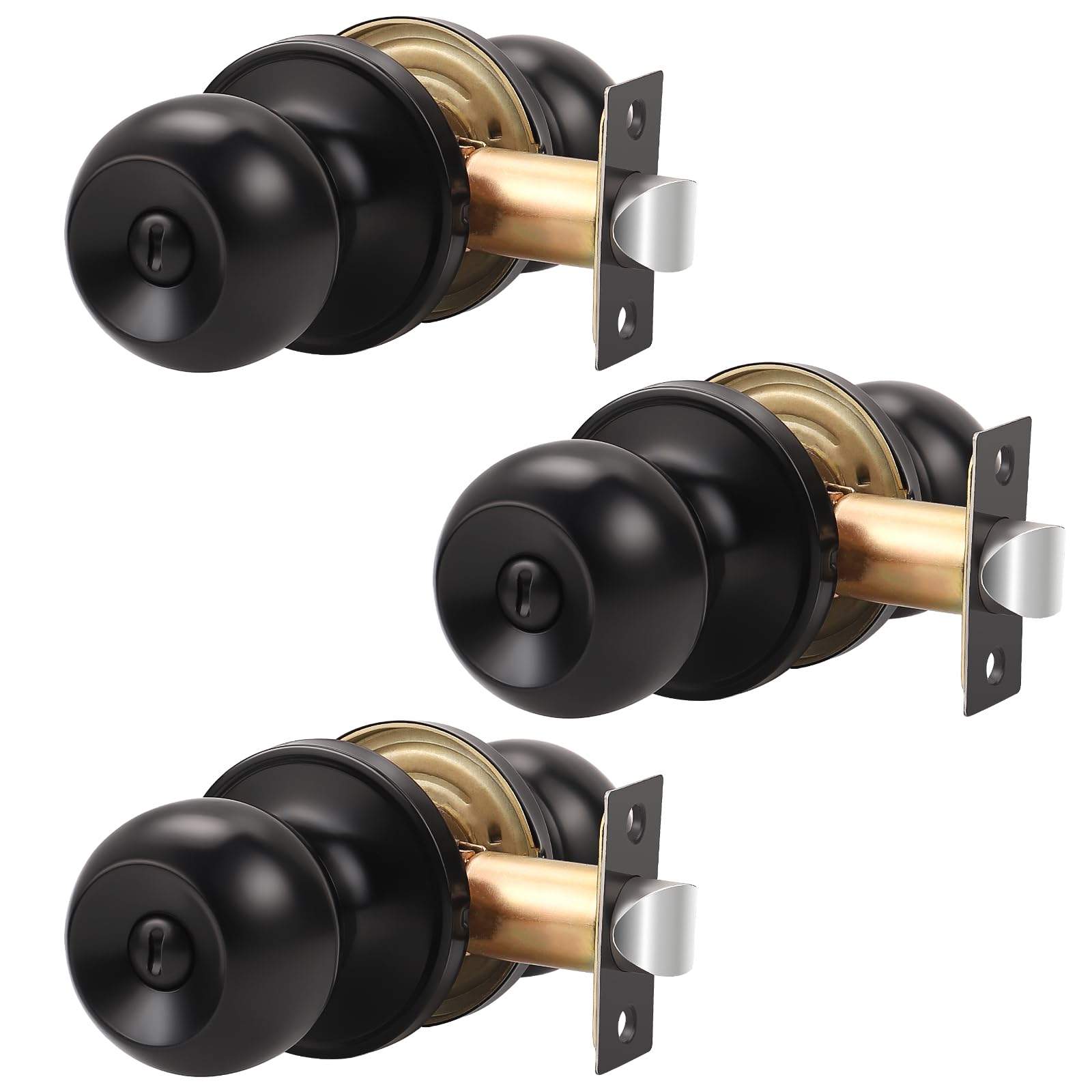 Satin Nickel Door Knobs - 6 Pack Privacy Set -8 Satin Nickel Door Knobs - 6 Pack Privacy Set -8