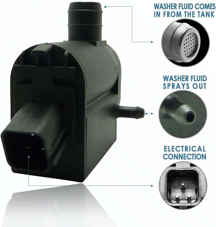 201525-232316E Windshield Washer Pump w/Grommet - Washer Motor Compatible with Hyundai, Kia - Replaces OEM #: 98510-1C100, 98510-26100, 98510-1W000, 98510-2K000