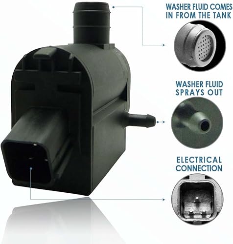 Miniatura 2 de 201525-232316E Bomba de limpiaparabrisas con arandela - Motor de arandela compatible con Hyundai, Kia - Reemplaza OEM #: 98510-1C100, 98510-26100,