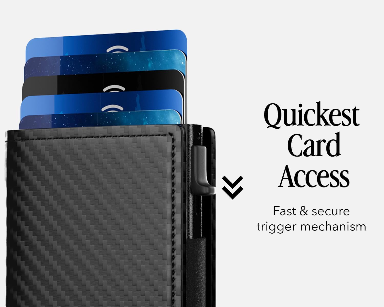 TITAN X Bifold Wallet | Slim Metal Leather with Cash Strap | Pop Up Card Access, ANTI-RFID (Carbon Fiber)