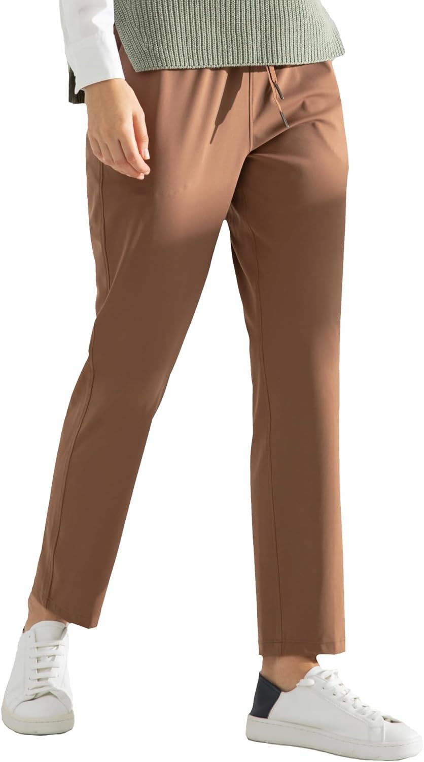 AJISAI Petite/Regular Women's 7/8 Joggers Travel Pants with Pockets Lounge Casual Stretch Workout Pants