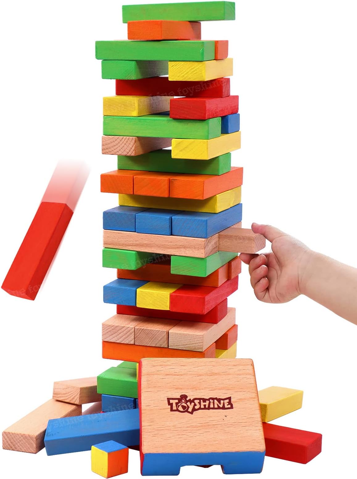 - Premium Wooden Building Block Dominoes, Party Game, Challenging Tumbling Tower, Educational Puzzle for Adults and Kid (54 Pieces)