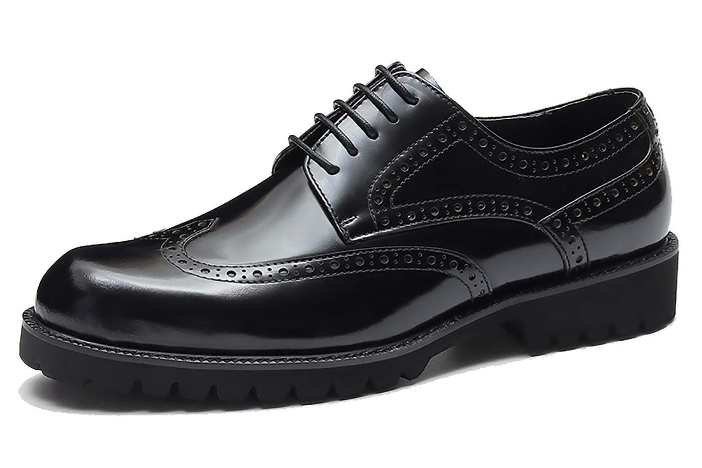 Santimon Mens Oxfords Casual Dress Wight Brogues Shoes Genuine Leather Derby Fashion Formal Tuxedo Walking Shoes for Men