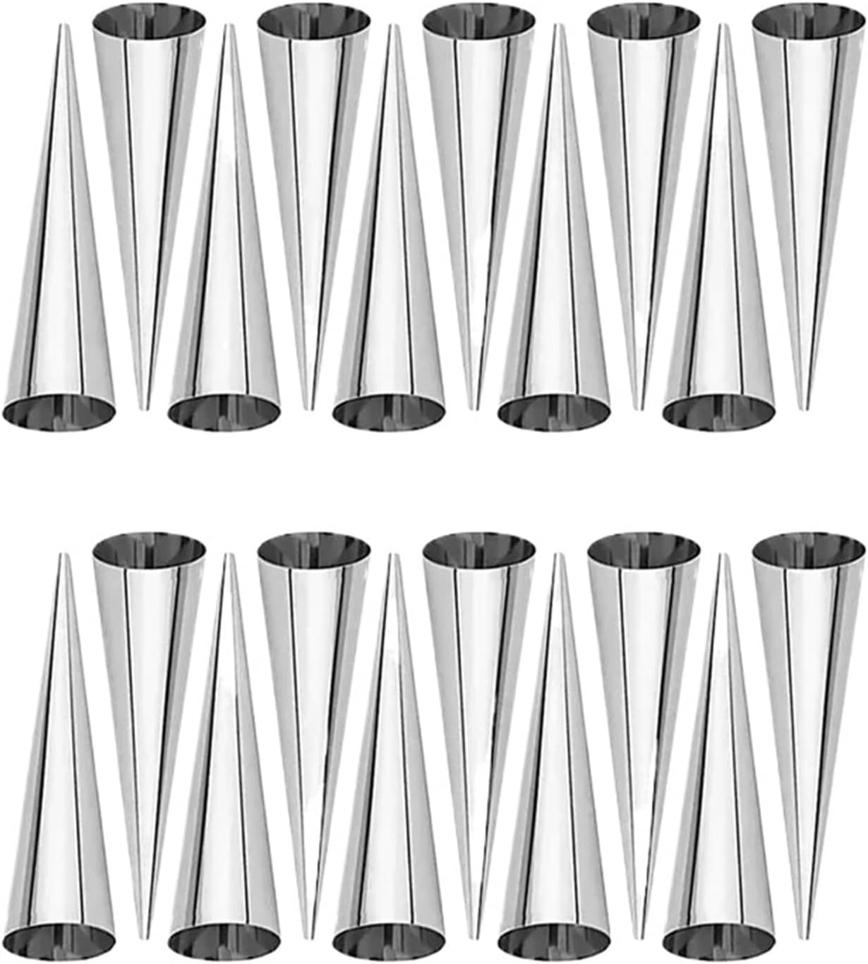 20pcs Stainless Steel Cake Tool Set Croissant Mold Pancake Tube Cone Shaped Baking Mold for Kitchen Dessert Cake Bread Making