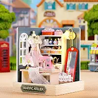 Miniaturas De Casa De Bonecas De Madeira Book Nook | Kit de casa de bonecas em miniatura DIY com móveis, Kit De Casa DIY Com Capa, Doll House (Ateliê de Costura)