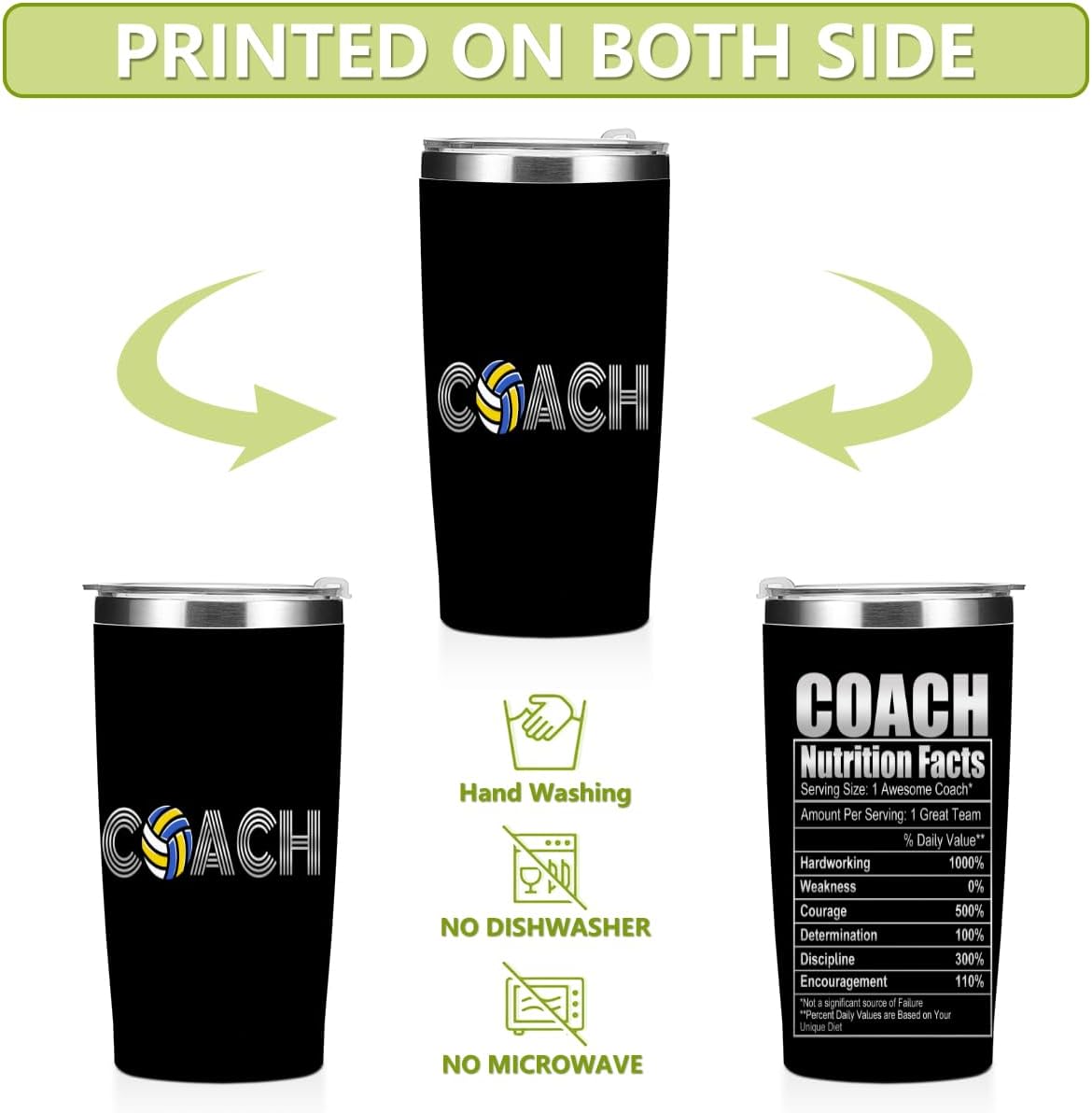 Coach Gifts Tumbler, 20oz Stainless Steel Insulated Coffee Tumbler with Lid, Volleyballs Tumblers, Volleyball Gifts for Men Boyfriend Coach, Him, Sports Coaches Christmas Birthday Gift - Image 3