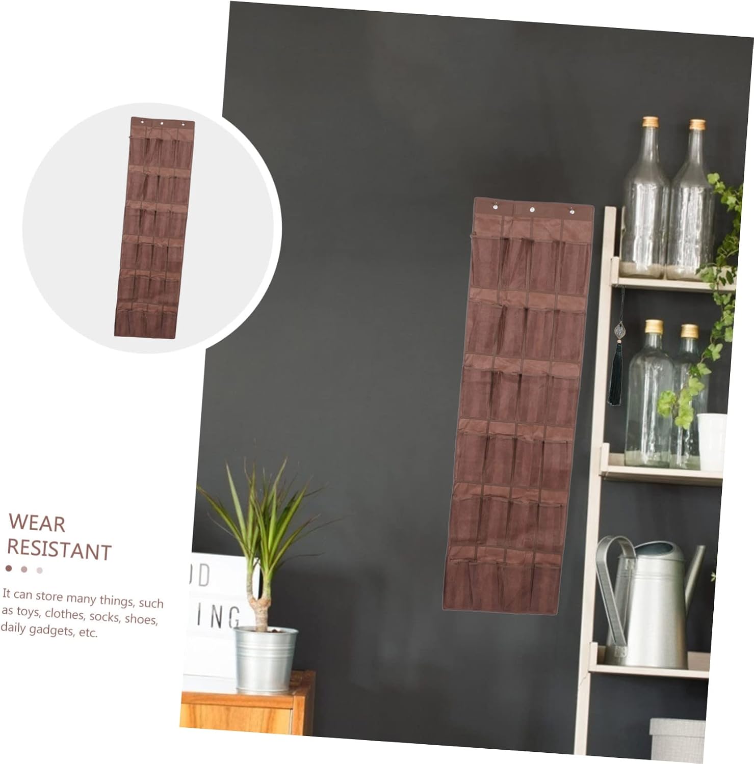DECHOUS Door Hanging Shoe Organizer Grid Storage Bag 48x168cm Coffee