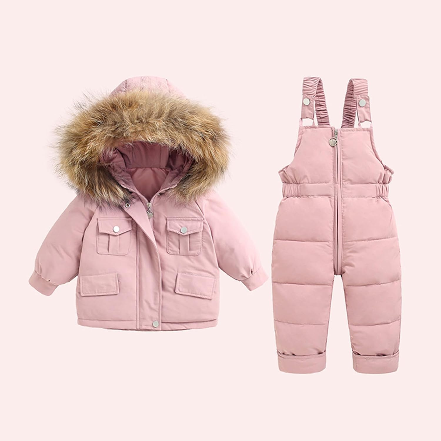 2 Piece Ski Snowsuit for Kids - Thermal Winter Waterproof Skibib Pants and Jackets Boys Girls Windproof Snow Sets 1-6Y