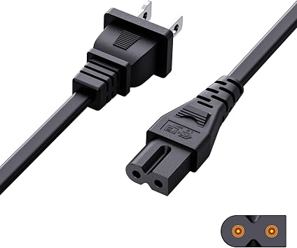 2 Prong AC Power Cord for Vizio TVs Polarized Cable 6 Feet
