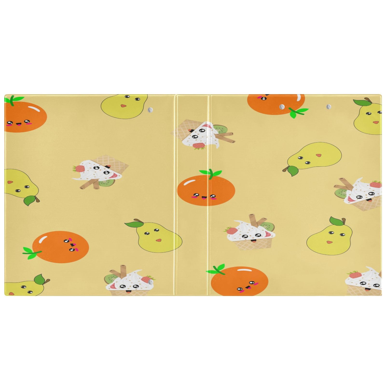 3 raccoglitori ad anelli rotondi impermeabili con portablocco, in PVC trasparente, formato A4, 200 fogli, per ufficio, scuola, casa, organizzazione ricette, motivo cartoni animati arancione