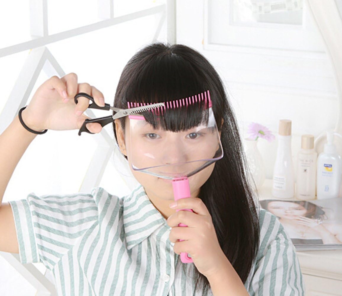 Hair Fringe Trimming Thinning Cutting Holder with Clear Protector Shield Home DIY Hair Cutting Tool