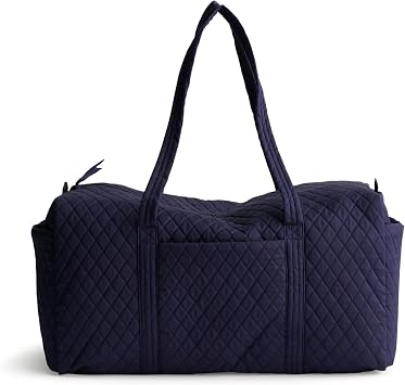 Vera Bradley Women's Premium Cotton Large Original Duffel Bag Carry On Weekender Travel & Gym Bag Peacoat, 58L