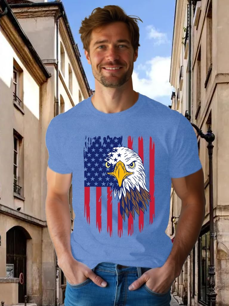 LBP American Flag Eagle Shirt Men's 1776 July Patriotic T Shirt 4th of July Tees USA Flag Shirt - Image 4