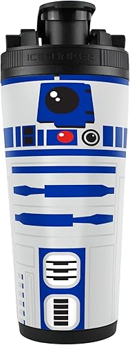 WinCraft Coctelera de hielo de acero inoxidable 4D de 26oz Star Wars R2D2 Blanco
