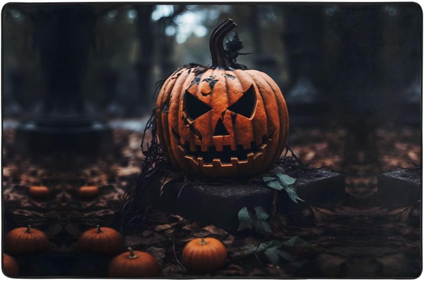 Skull Pumpkin Printed Anti-Slip Floor mat Carpet Rug 36"x24" for Living Room Office Coffee Table Bed Balcony