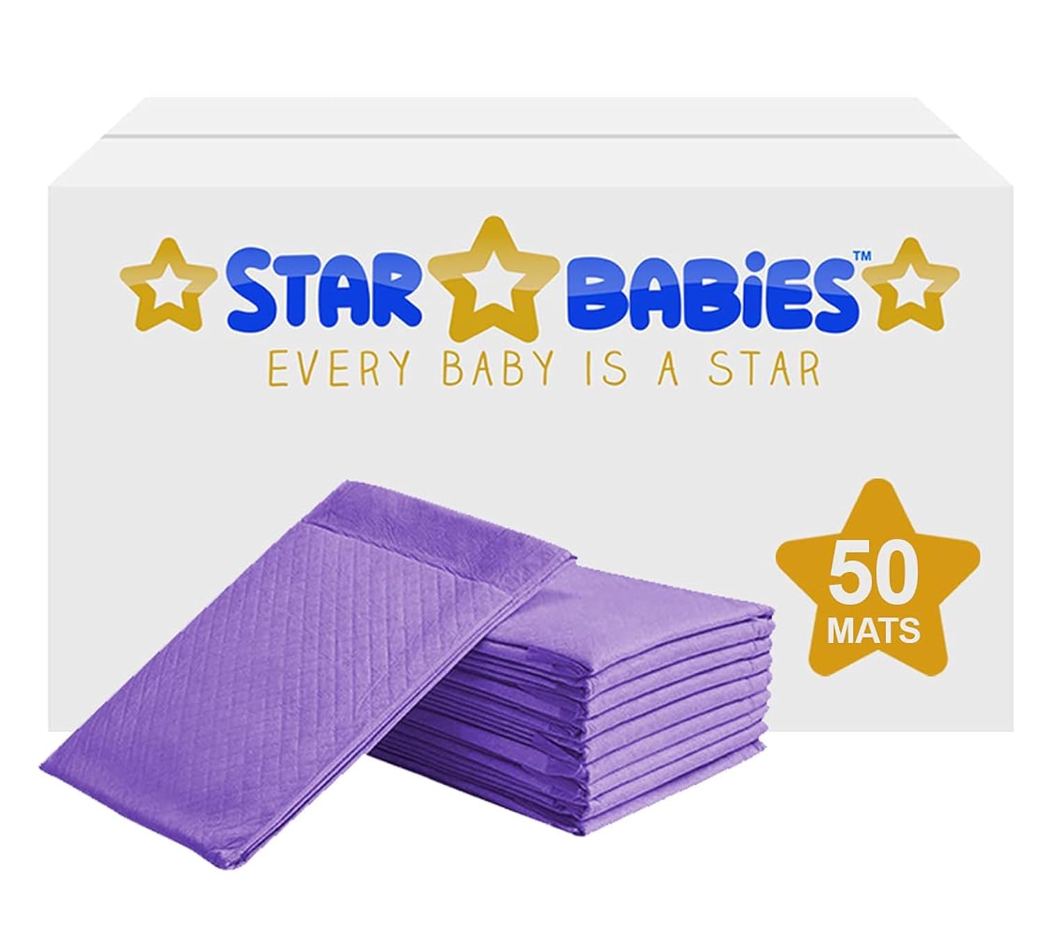 Star Babies Disposable Changing Mat Pack of 50 - Lavender, 1