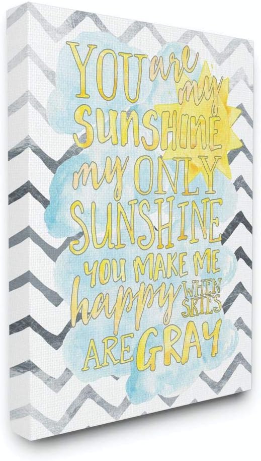 Black Friday - 60% OFF Stupell Industries You are My Sunshine Watercolors Chevron Canvas Wall Art, 24x30, Design By Artist Erica Billups