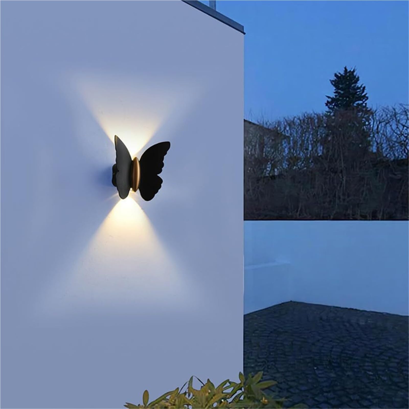 Applique Murale extérieure Papillon LED 10W en métal, étanche IP65, éclairage vers Le Haut et vers Le Bas, idéale pour terrasse, Jardin, Balcon ou Couloir.