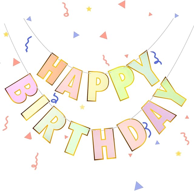 Happy Birthday Banner, HCSSZ Macarons Happy Birthday Bunting Party Supplies for Baby Girls and Boys Any Ages Birthday Party Decorations