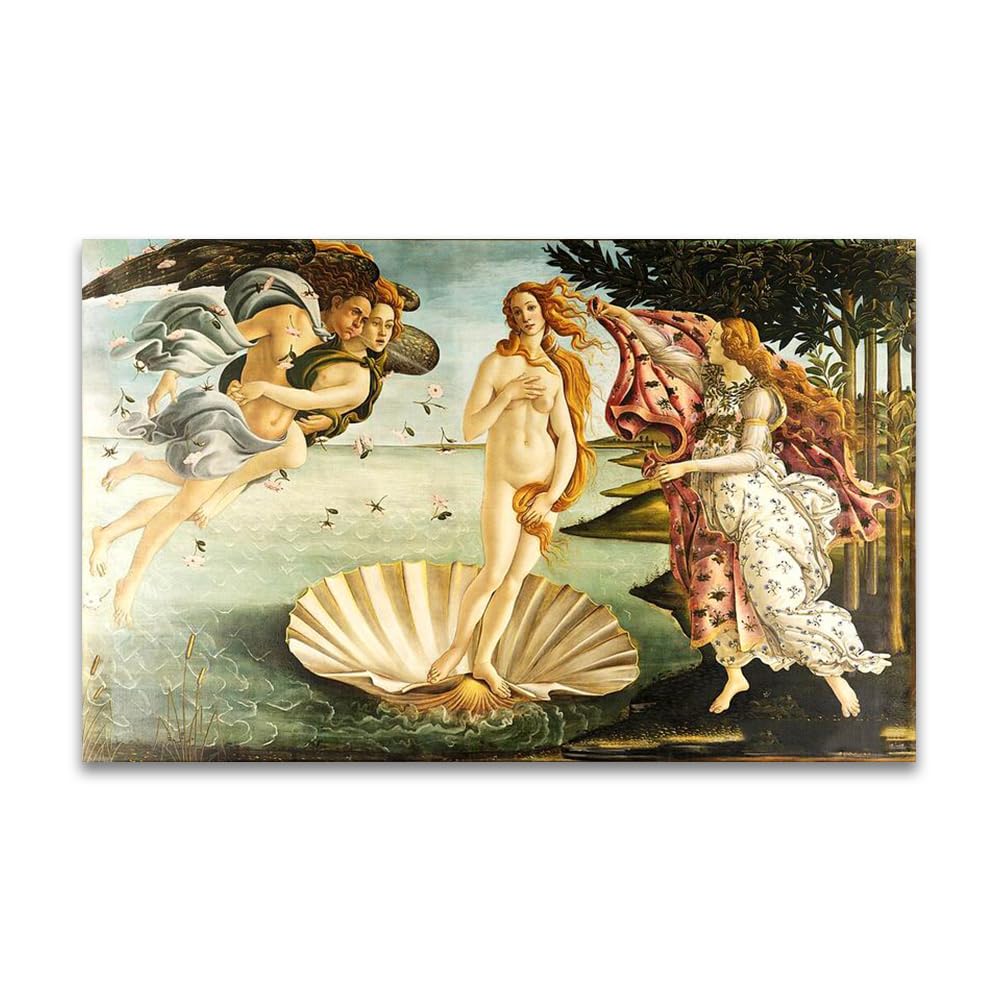 LZ6J8C9 The Birth of Venus By Sandro Botticelli- Religious Art Print Poster on Canvas- Famous Painting Canvas Wall Art(75x120cm(29.5x47.2in)/Frameless)