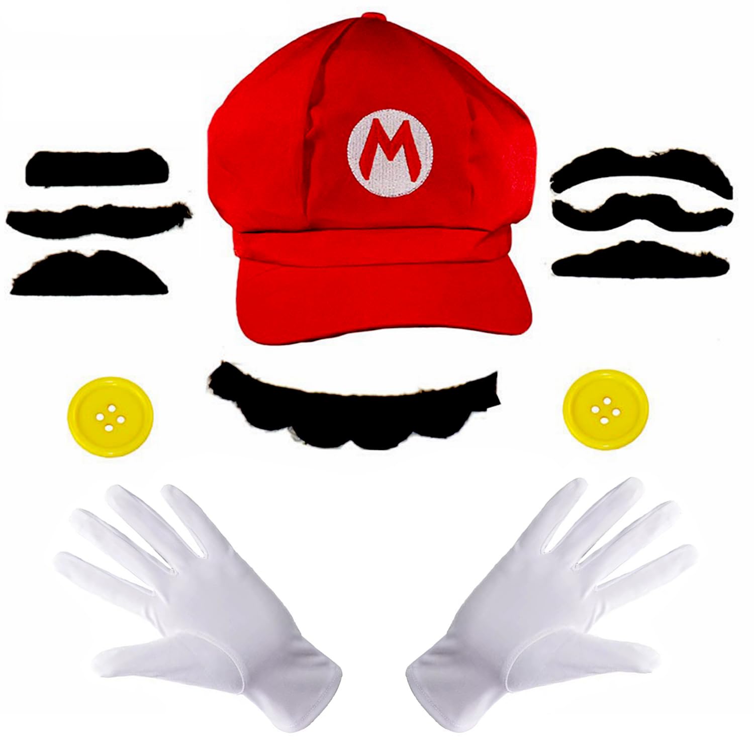 Costume, Red Hat White Gloves Mustache Buttons Carnival Costume Adult Fancy Dress Costumes Outfits