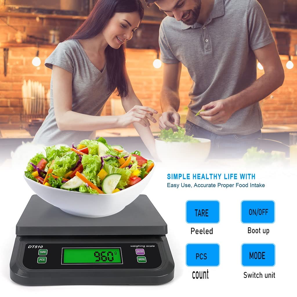 Cyfrowa waga kuchenna 30 kg/1 g z wyświetlaczem LCD, elektroniczna waga spożywcza, 6 rodzajów jednostek g, kg, lb, oz, it, ct z funkcją obierania do gotowania w domu, gotowania
