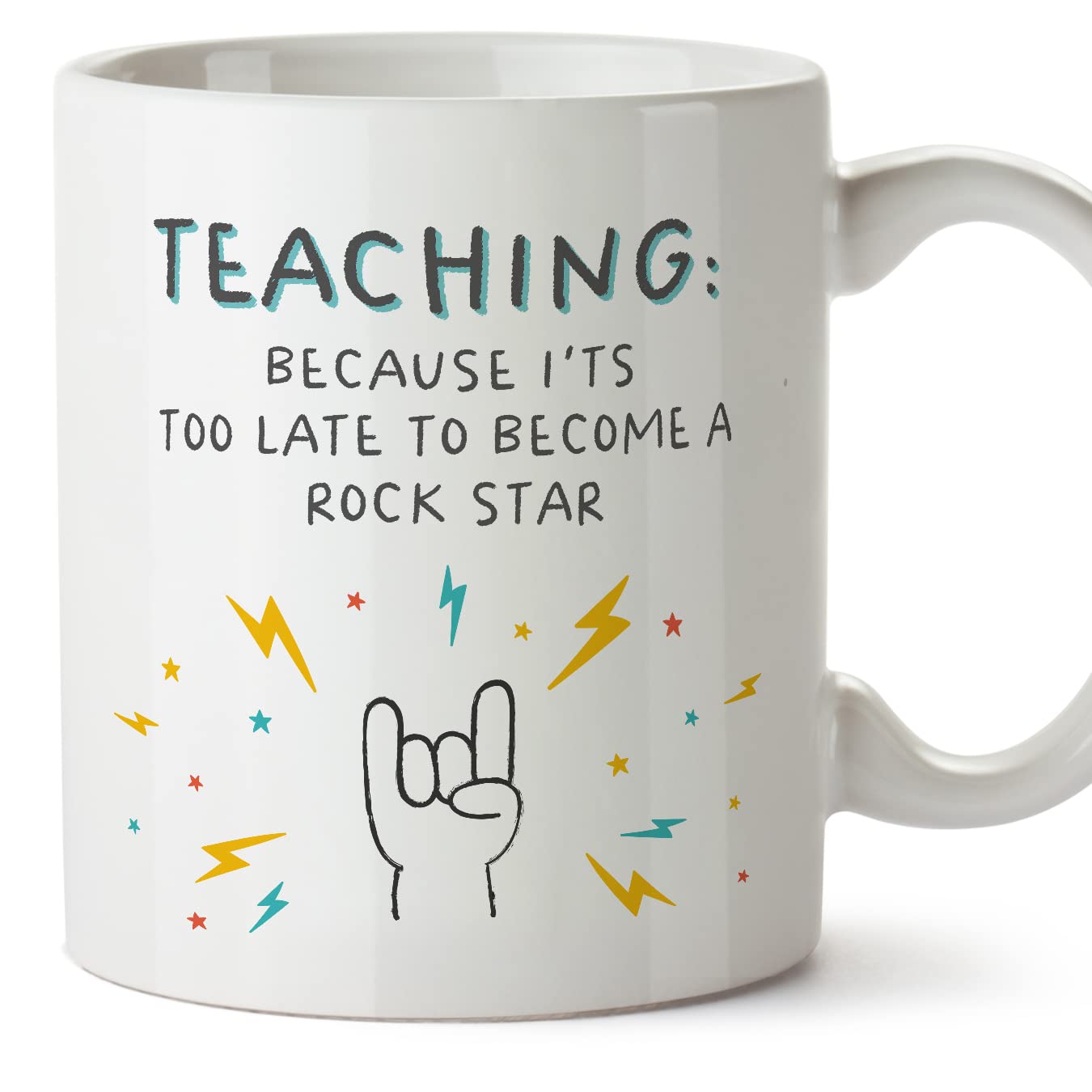 MUGFFINS Teacher Mug - in English - Too Late Rockstar - Funny Gift for Colleagues - Ceramic 11oz Mug