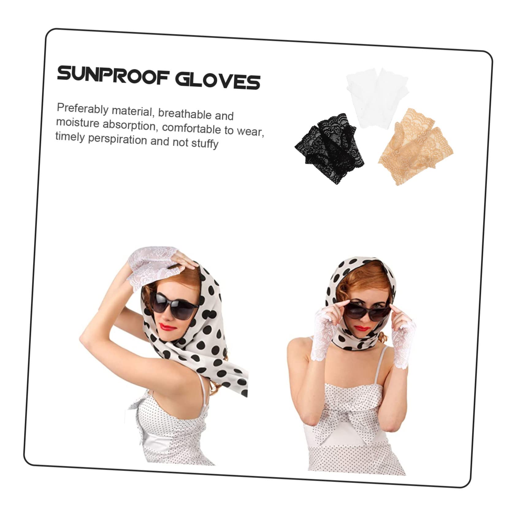 Beavorty Guantes De Protección Solar con Encaje para Mujeres De Mangas para Actividades Al Aire