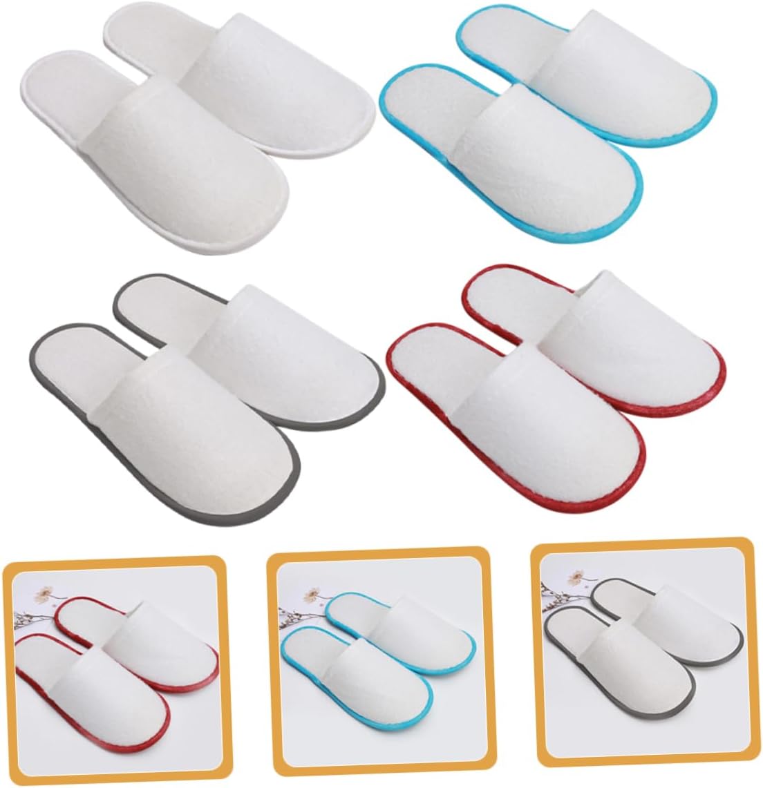 4 Pairs Hotel Slippers Non Slip Indoor Slippers for Guests Breathable Summer Comfort with Thickened Sole for Spas Rentals and Home Use