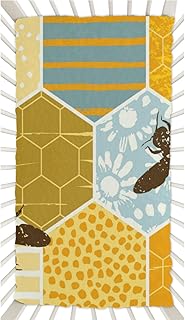 Pretty Bee Geometric Pattern Crib Sheets for Boys, Girls Machine Washable Soft Cozy Microfiber Fitted Crib Sheet for Standard Crib and Toddler Mattresses Boys Girls 28x52 Inch