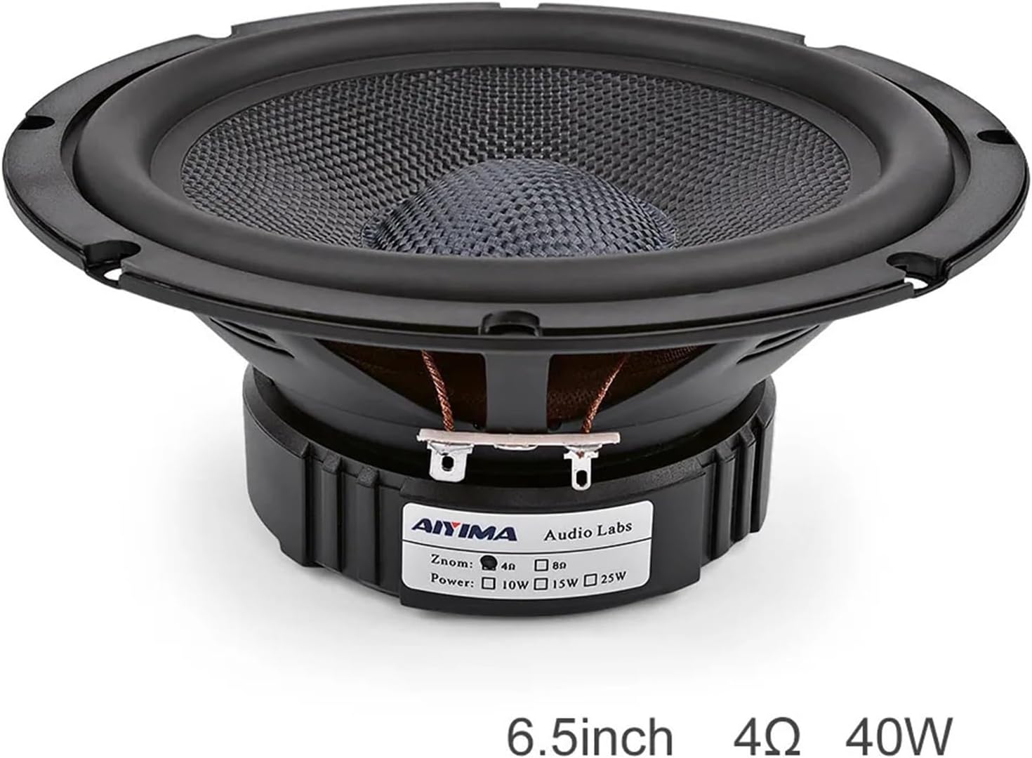 1Pc 6.5 Inch Midrange Bass Speakers 4 8 Ohm 40W Glass Fiber Woofer HiFi Audio Loudspeaker DIY for Home Theater Bookshelf(4 Ohm)