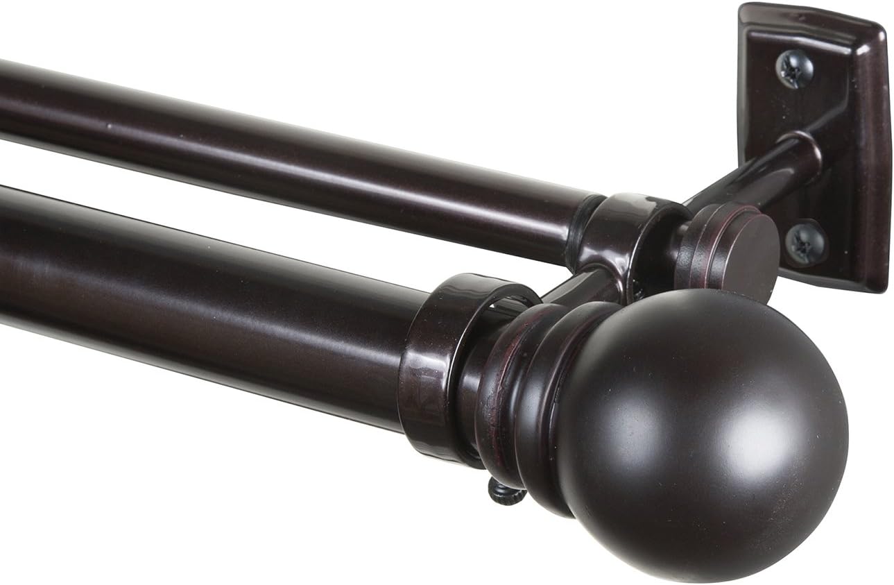 Kenney KN85062V1 Hamlin Double Curtain Rod, 66-120", Weathered Brown : Home & Kitchen