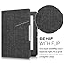 kwmobile Case Compatible with Kobo Glo HD/Touch 2.0 - Book Style Fabric e-Reader Cover Flip Folio Case - Dark Grey