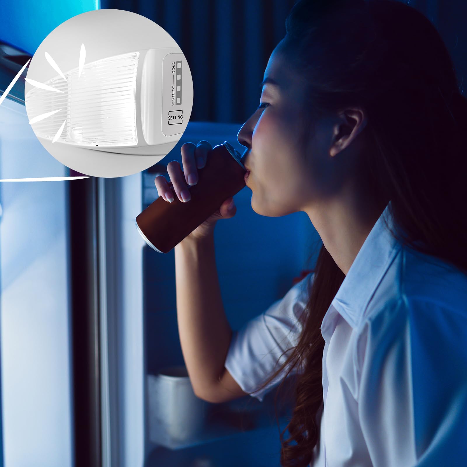 Midea MERT210FGE30 Frigo-congelatori doppia porta 204 L, Congelatore da Montare in Alto, 176kWh/annum, controllo della temperatura regolabile, Luce LED, Nero