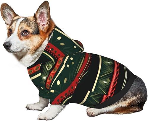 Miniatura 6 de Sudaderas con capucha para perros en 3D con diseño de copos de nieve verdes para mascotas pequeñas, un disfraz acogedor para cachorros con estilo,