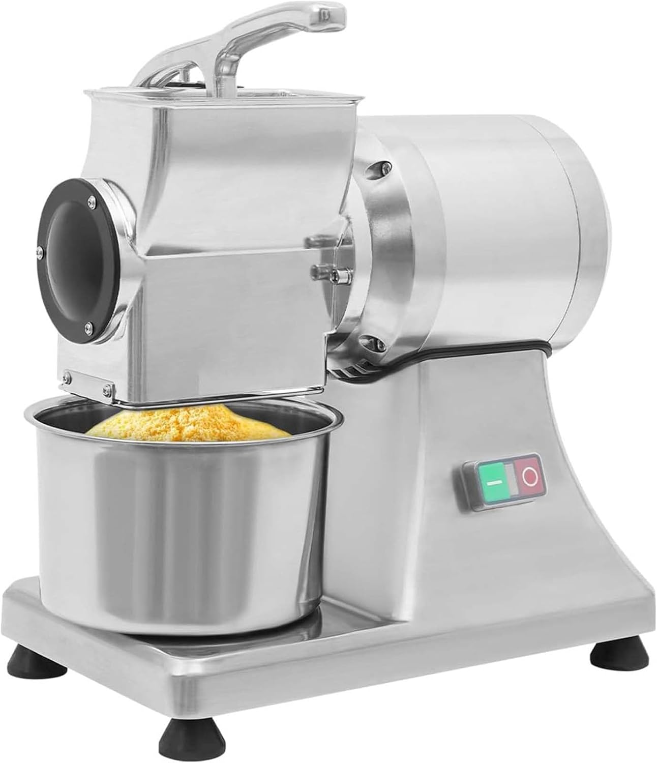 Large Capacity Electric Cheese Grater For Restaurant, 900w Commercial Stainless Steel Shredder With Bucket, 60kg/132lbs Per Hour Grinds Hard Cheese, Nuts, Chocolate, Garlic