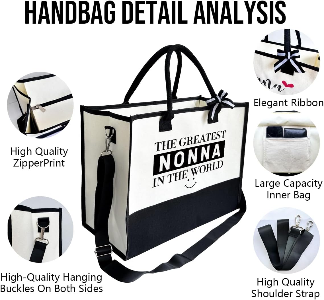 SUSZDOU Nonna Bag - Canvas Tote for Women, Beach & Daily Use, Keepsake for Any Occasion - Image 8
