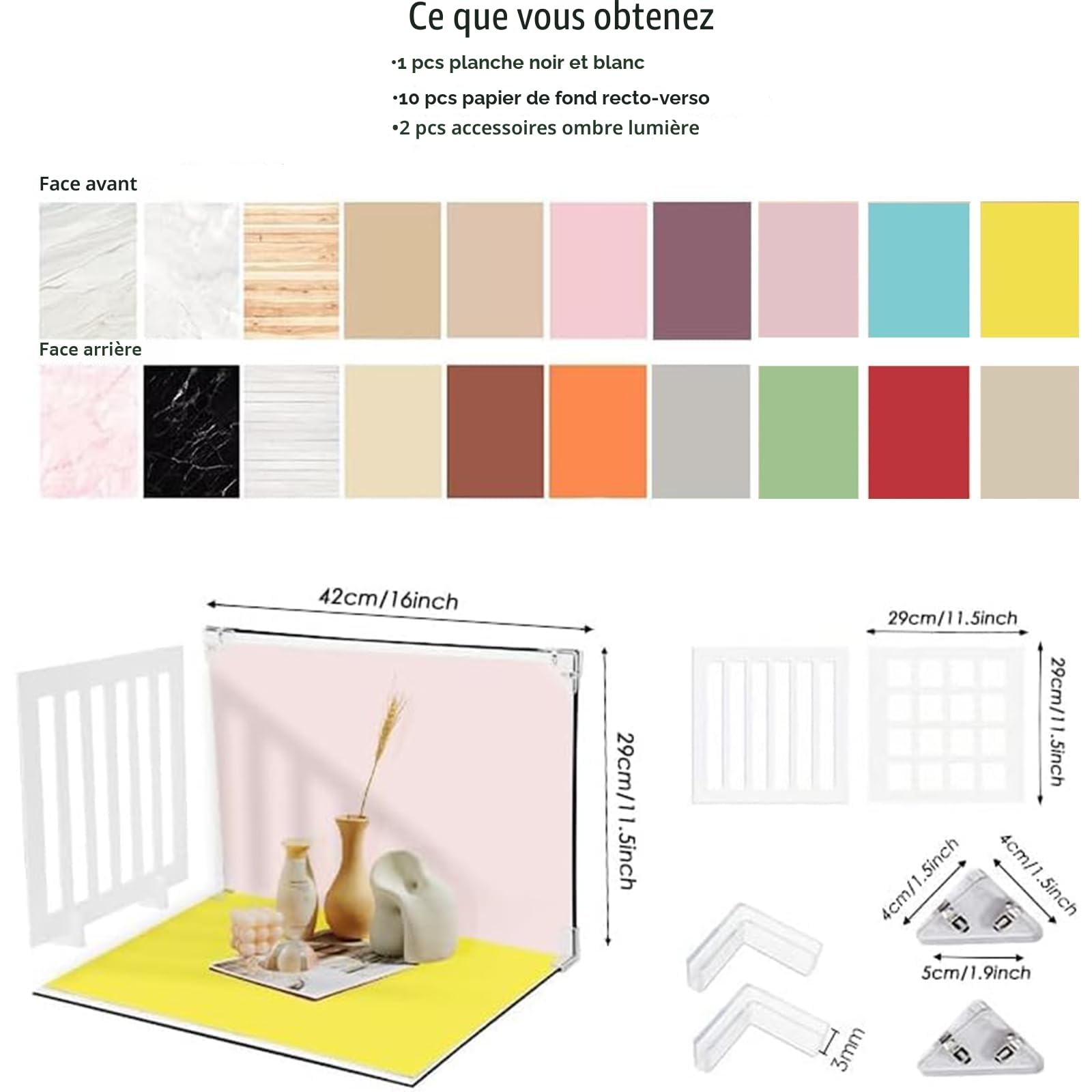 Kit de 12 Toiles de Fond pour Photographie Alimentaire, 24 Motifs, Fond de Table 40,6 x 29,2 cm