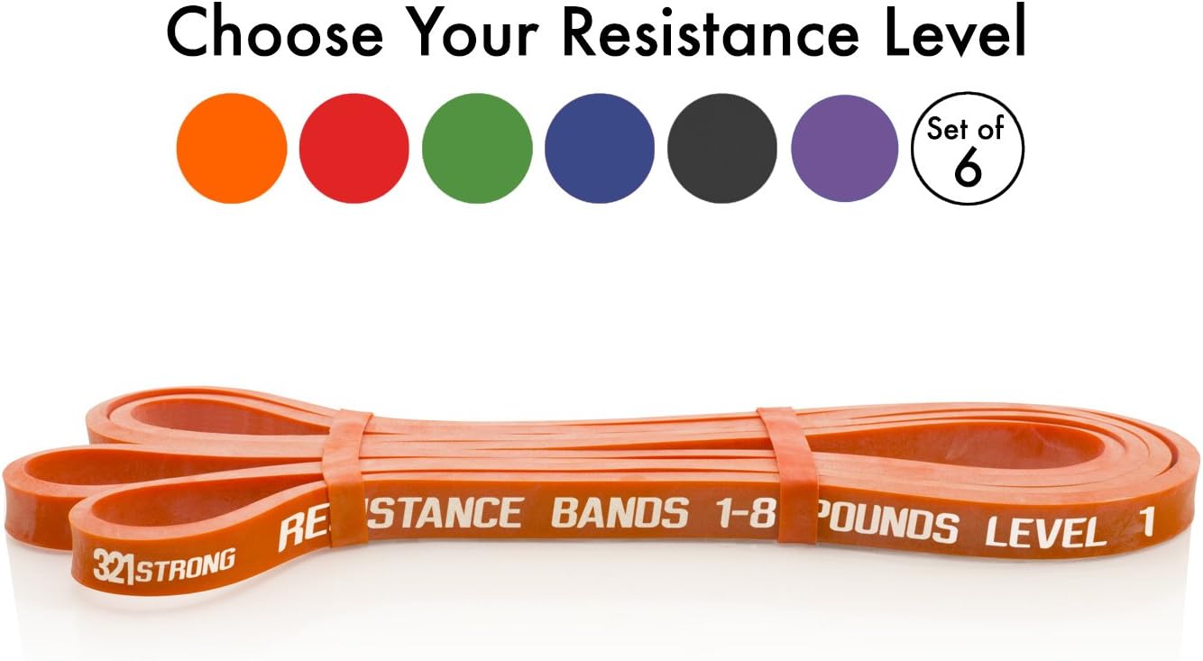 321 STRONG Exercise Resistance Bands - Individual or Complete Set for Assisted Pull Ups, Stretching, and Strength Training
