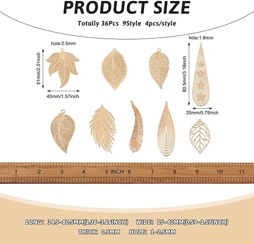 Miniatura 5 de Beadthoven - 10 colgantes de latón dorado claro de filigrana de búho, adornos de metal grabados, dijes de conector hueco de pájaro para aretes,