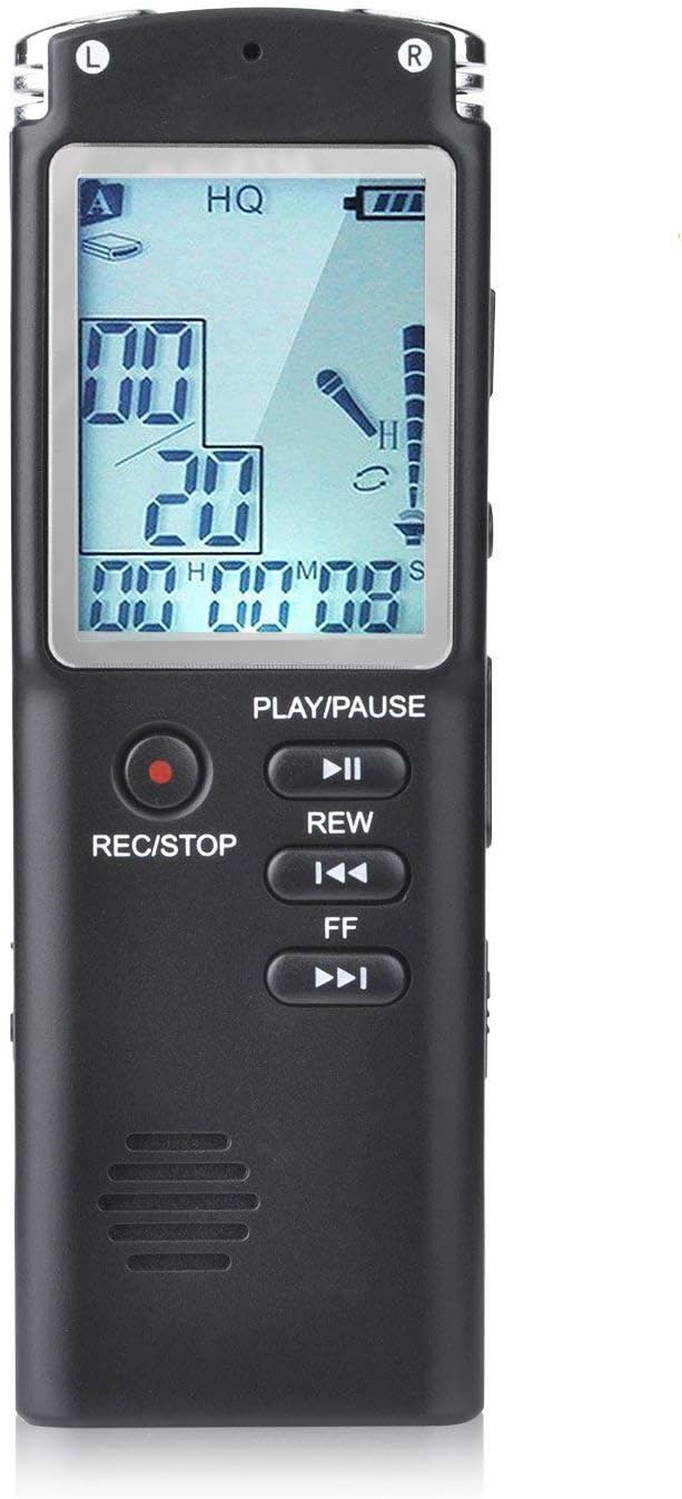 Lychee 8GB Voice Recorder USB Rechargeable Dictaphone LCD Recorder with Speaker Multifunctional Digital Audio and MP3 Music Player (Black)