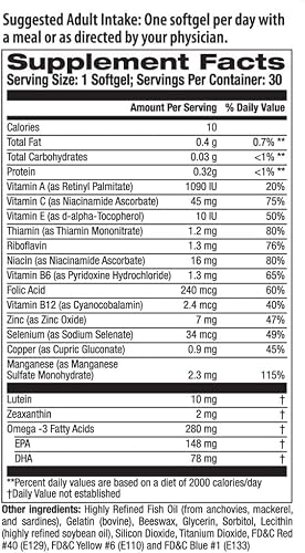 I-Caps Eye Vitamin & Mineral Supplement, Lutein & Omega-3, Softgels - 30 Ea (Pack Of 2) #TOP4